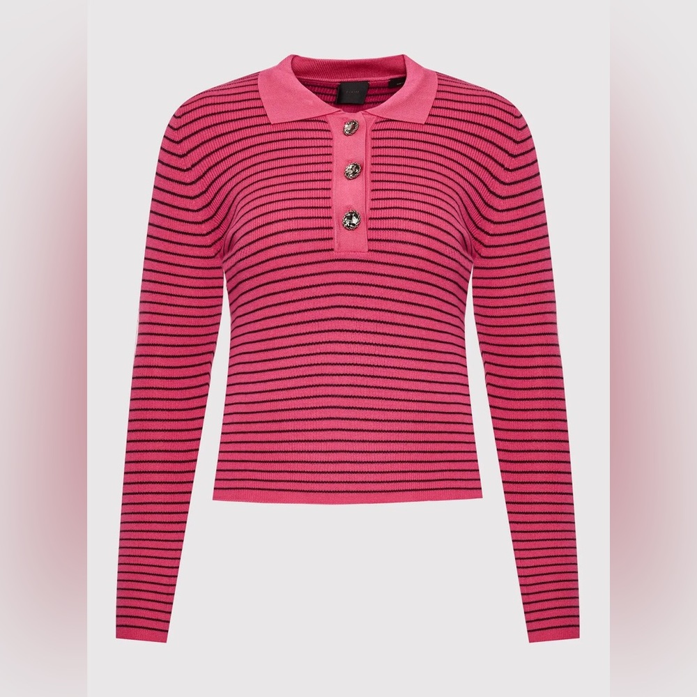 Pinko Fuchsia and Black Striped Button Down Shirt